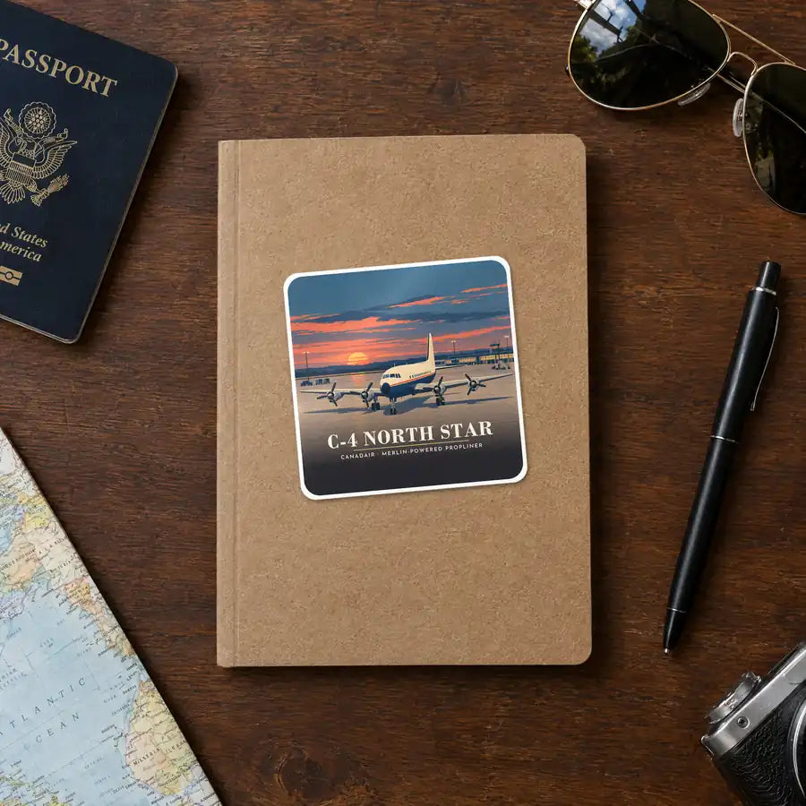 Canadair C-4 Argonaut North Star - 3D - Square Sticker - Notebook