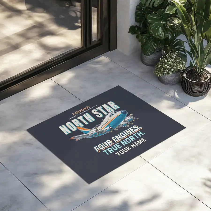 Canadair C-4 Argonaut North Star - Cartoon + Name - Door Mat