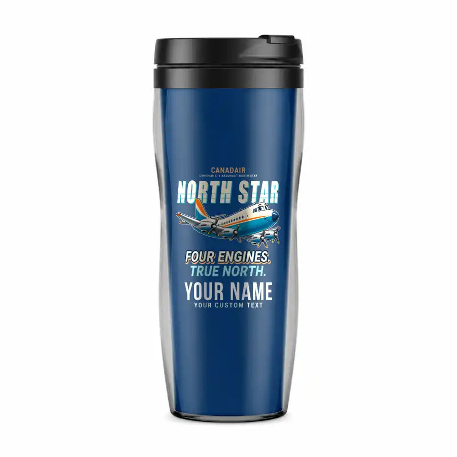 Canadair C-4 Argonaut North Star - Cartoon + Name - Plastic (No Holder) - Blue