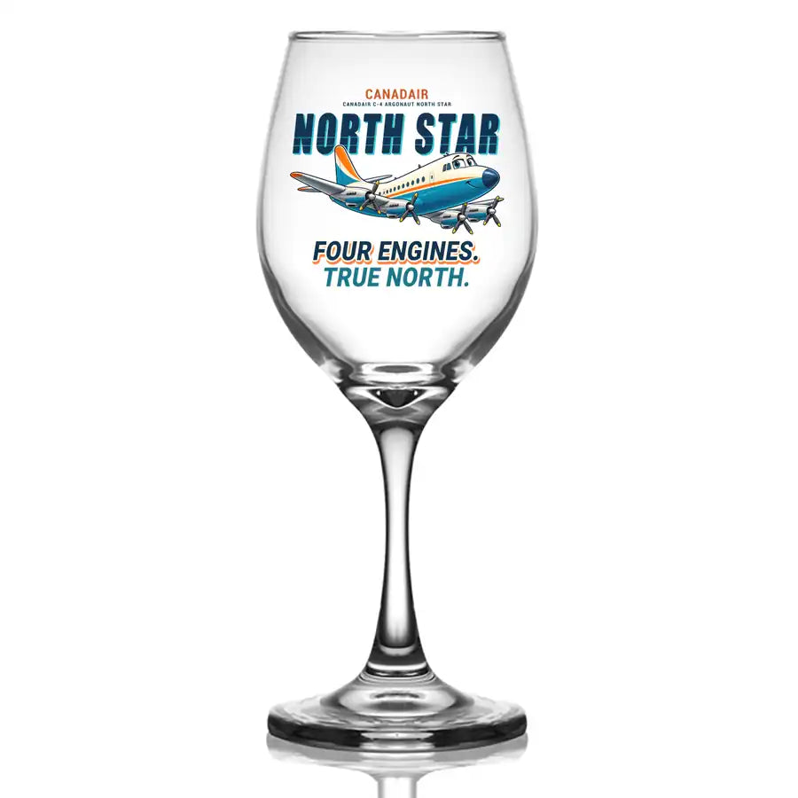Canadair C-4 Argonaut North Star - Cartoon - Wine Glass
