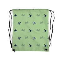 Thumbnail for Canadair C-4 Argonaut North Star - Drawstring Bag - 3D Pattern - Light Green