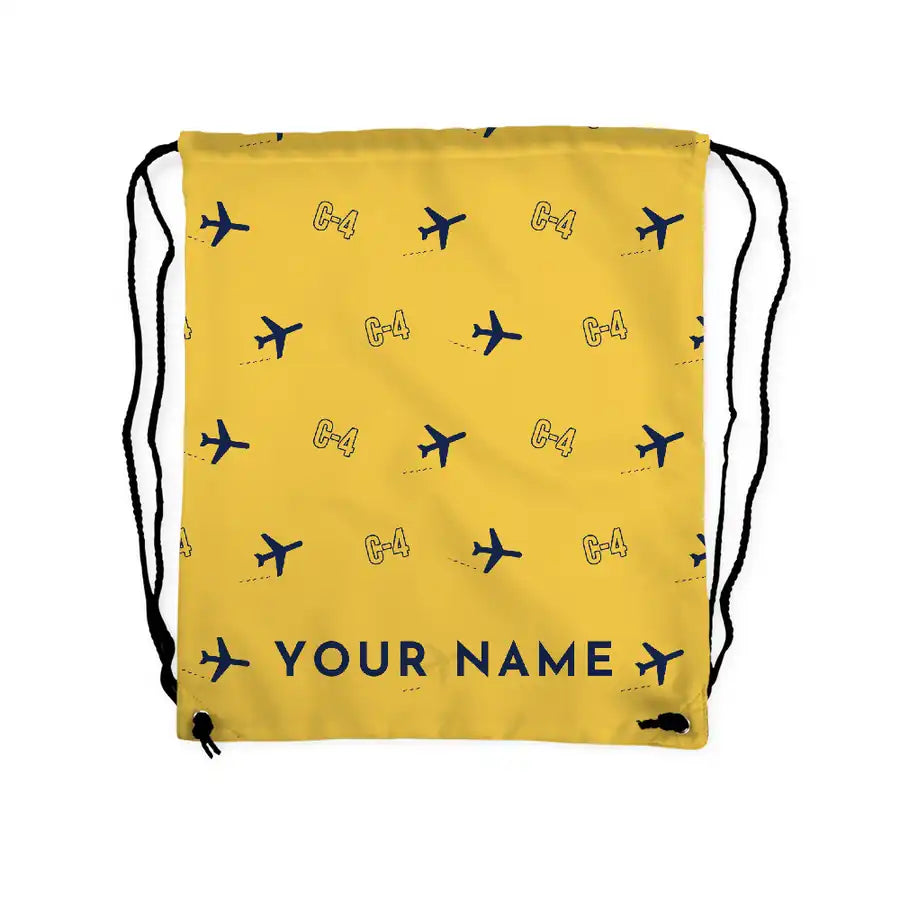 Canadair C-4 Argonaut North Star - Drawstring Bag - 3D Pattern + Name - Yellow