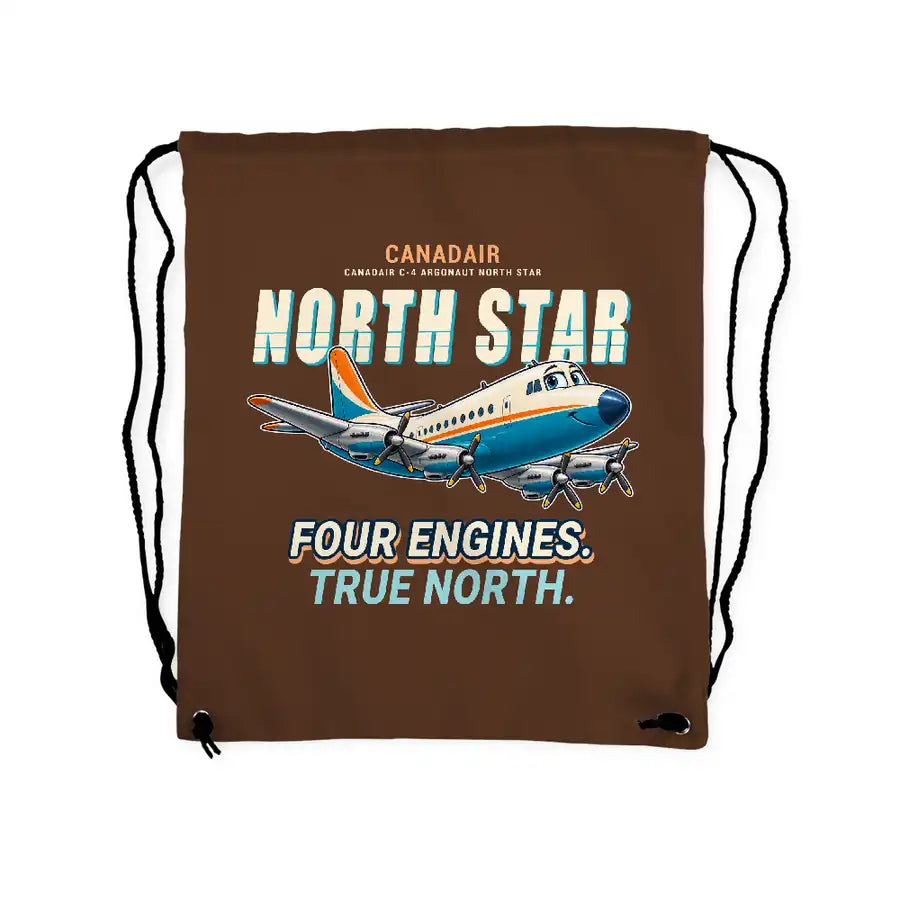 Canadair C-4 Argonaut North Star - Drawstring Bag - Cartoon - Brown