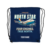 Thumbnail for Canadair C-4 Argonaut North Star - Drawstring Bag - Cartoon + Name - Dark Blue
