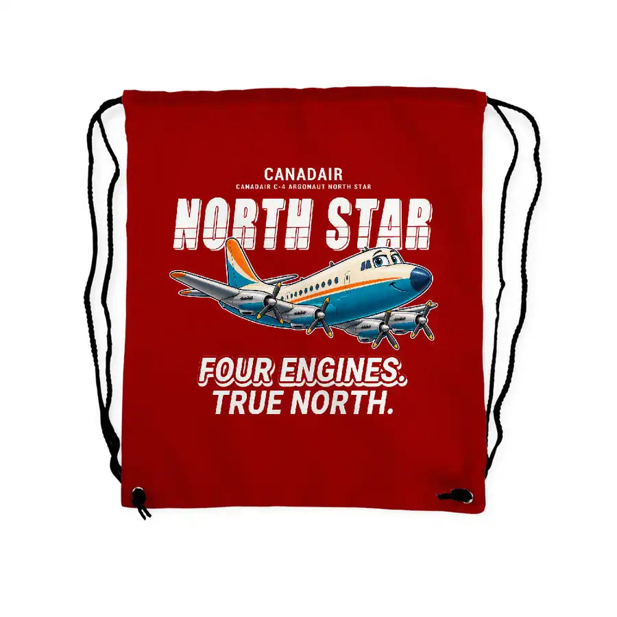 Canadair C-4 Argonaut North Star - Drawstring Bag - Cartoon - Red