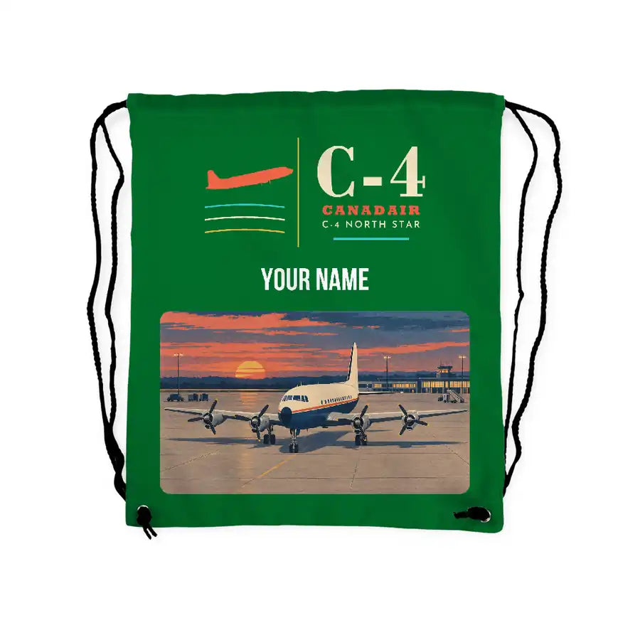 Canadair C-4 Argonaut North Star - Drawstring Bag - Classic + Name - Green