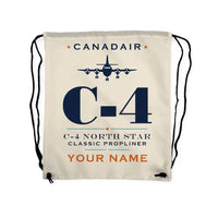 Thumbnail for Canadair C-4 Argonaut North Star - Drawstring Bag - Heritage + Name - Beige