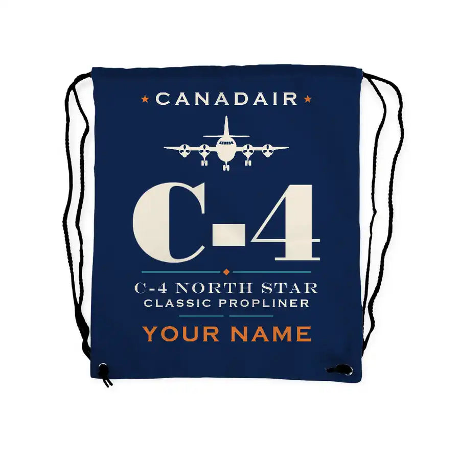 Canadair C-4 Argonaut North Star - Drawstring Bag - Heritage + Name - Dark Blue