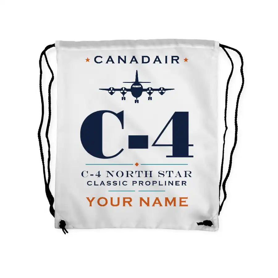 Canadair C-4 Argonaut North Star - Drawstring Bag - Heritage + Name - White