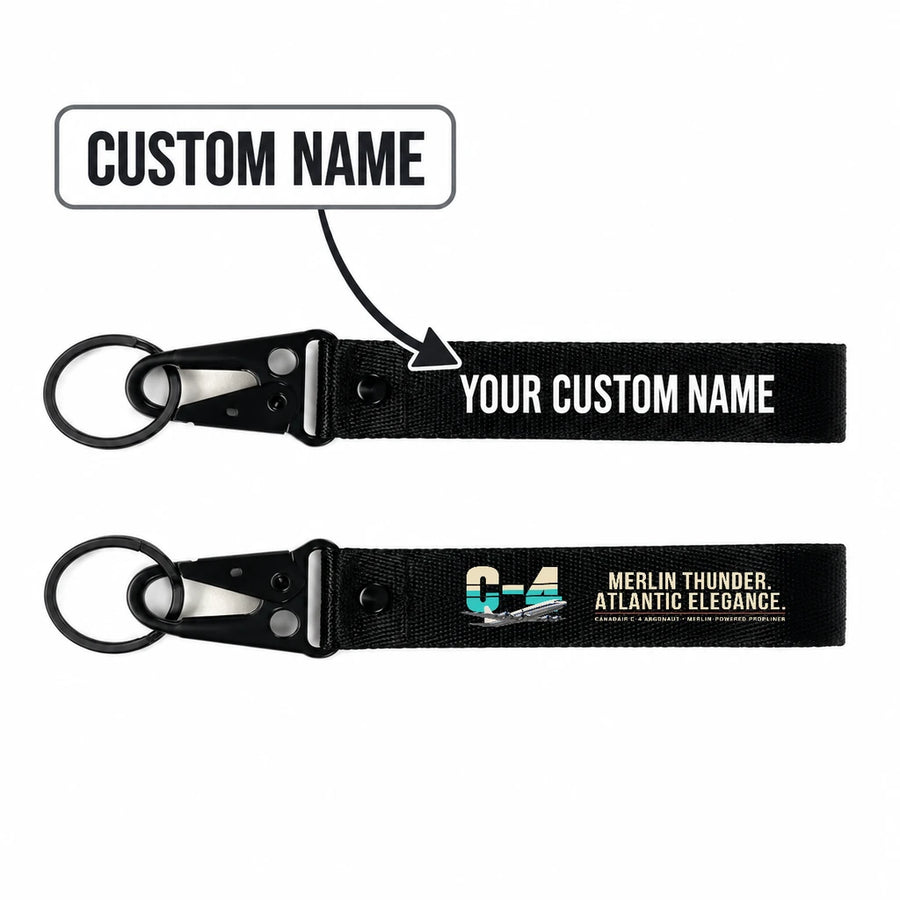 Canadair C-4 Argonaut North Star Hawk-Shaped Key Chains - Black - Original - Personalized