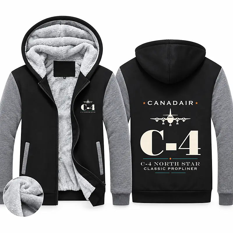 Canadair C-4 Argonaut North Star Zipped Sweatshirts - Heritage - Black & Gray