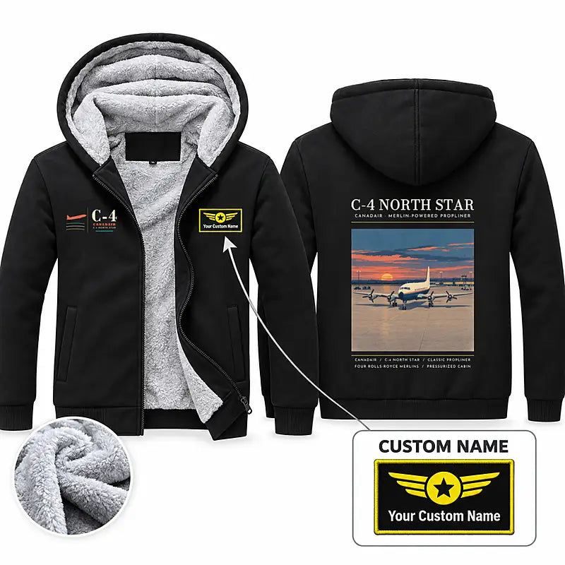 Canadair C-4 Argonaut North Star Zipped Sweatshirts - Poster + Name - Black