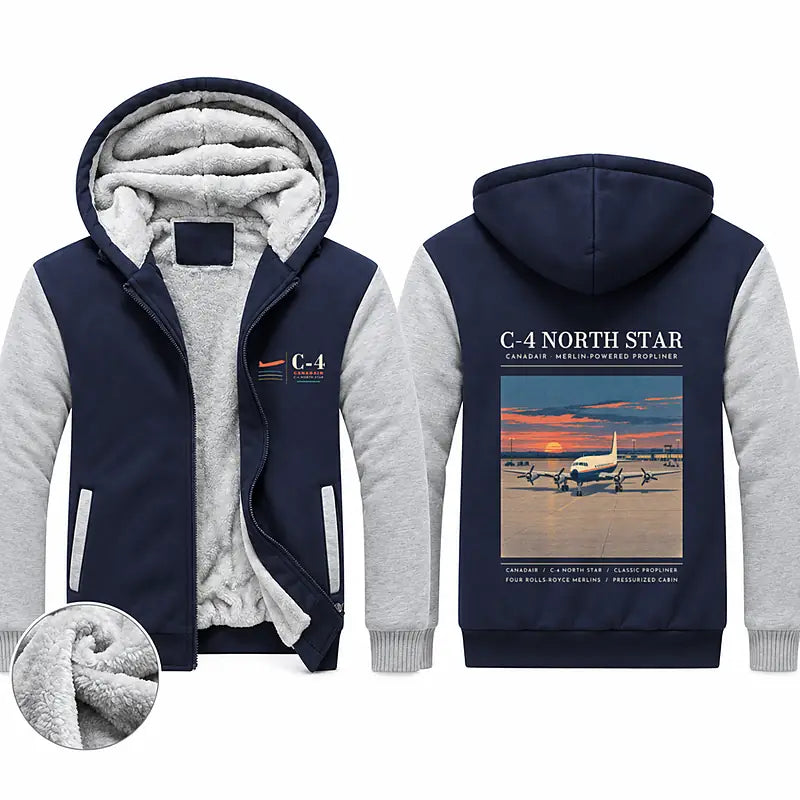 Canadair C-4 Argonaut North Star Zipped Sweatshirts - Poster - Navy & Gray