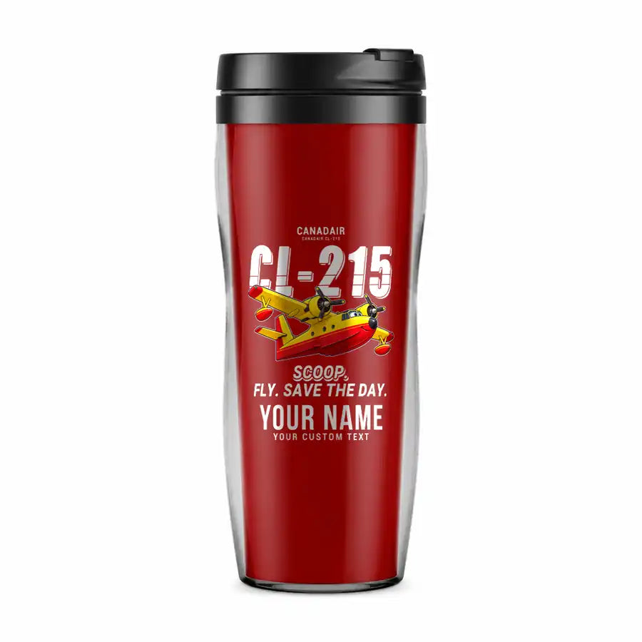 Canadair CL-215 - Cartoon + Name - Plastic (No Holder) - Red