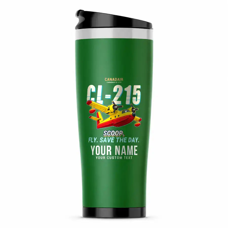 Canadair CL-215 - Cartoon + Name - Stainless Steel (No Holder) - Green