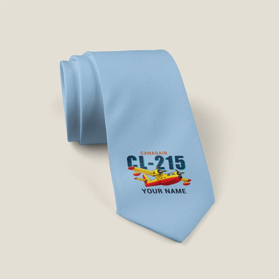 Canadair CL-215 - Cartoon + Name - Tie - Light Blue