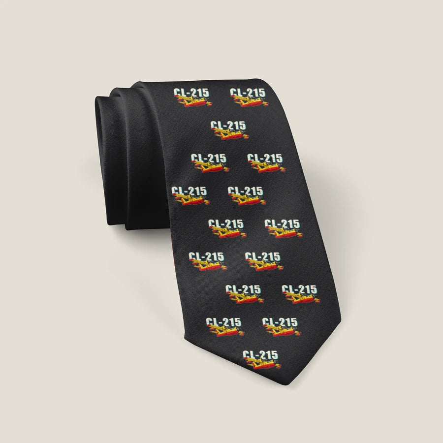 Canadair CL-215 - Cartoon Pattern - Tie - Black