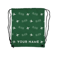 Thumbnail for Canadair CL-215 - Drawstring Bag - 3D Pattern + Name - Green