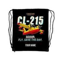 Thumbnail for Canadair CL-215 - Drawstring Bag - Cartoon + Name - Black