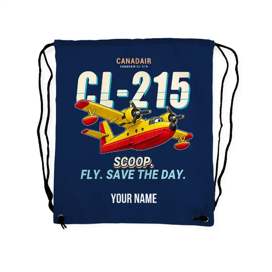 Canadair CL-215 - Drawstring Bag - Cartoon + Name - Dark Blue