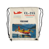 Thumbnail for Canadair CL-215 - Drawstring Bag - Classic + Name - Beige