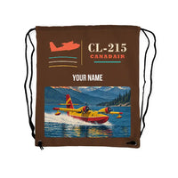 Thumbnail for Canadair CL-215 - Drawstring Bag - Classic + Name - Brown