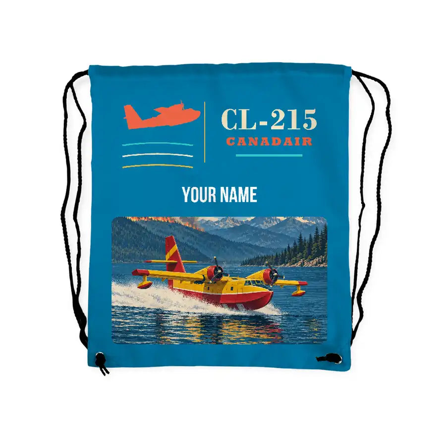 Canadair CL-215 - Drawstring Bag - Classic + Name - Light Blue