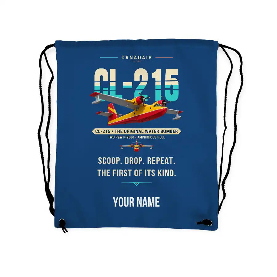 Canadair CL-215 - Drawstring Bag - Original + Name - Blue