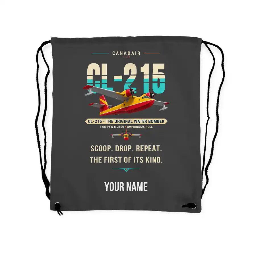 Canadair CL-215 - Drawstring Bag - Original + Name - Gray