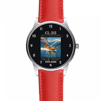 Thumbnail for Canadair CL-215 - Poster + Name - Leather Strap - Red Leather Strap