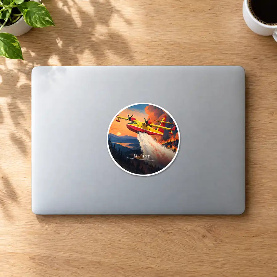 Canadair CL-215T - 3D - Circle Sticker - MacBook