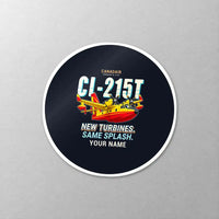 Thumbnail for Canadair CL-215T - Cartoon + Name - Circle Sticker - Close-up