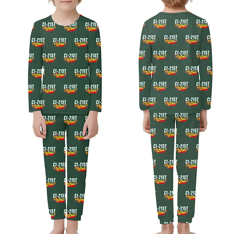 Canadair CL-215T - Children Pajamas - Cartoon Pattern - Dark Green