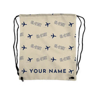 Thumbnail for Canadair CL-215T - Drawstring Bag - 3D Pattern + Name - Beige