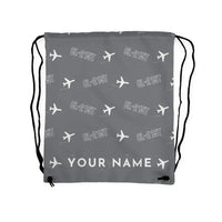 Thumbnail for Canadair CL-215T - Drawstring Bag - 3D Pattern + Name - Gray