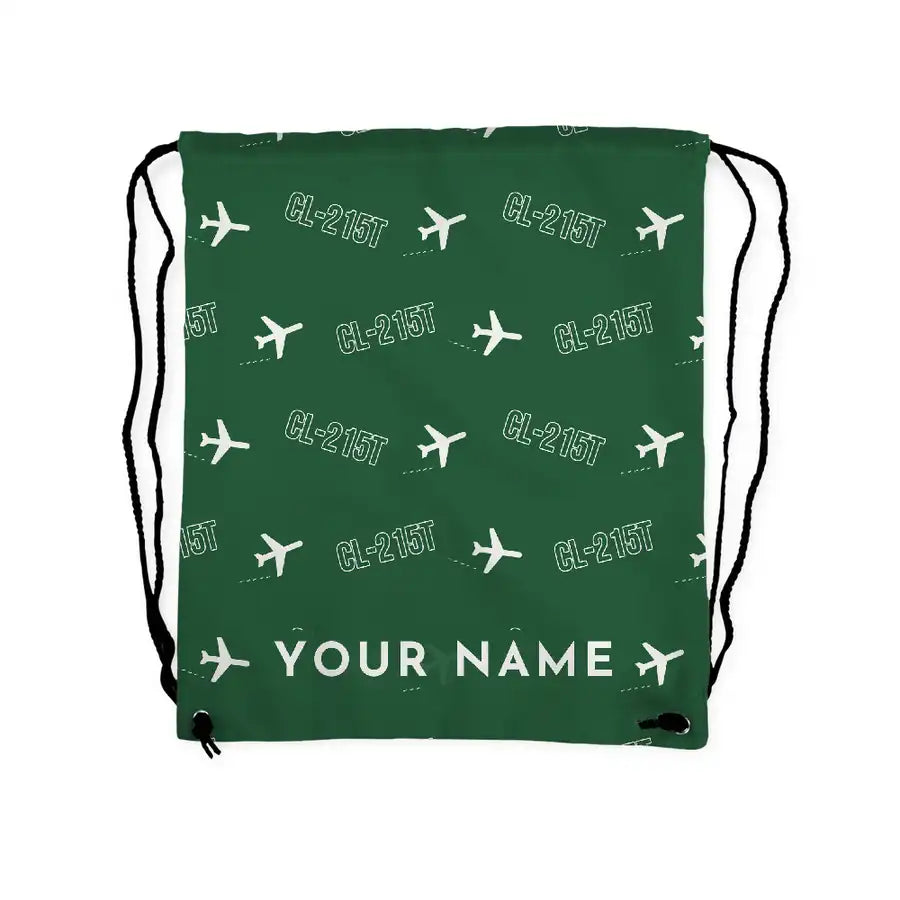 Canadair CL-215T - Drawstring Bag - 3D Pattern + Name - Green