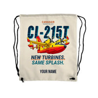 Thumbnail for Canadair CL-215T - Drawstring Bag - Cartoon + Name - Beige