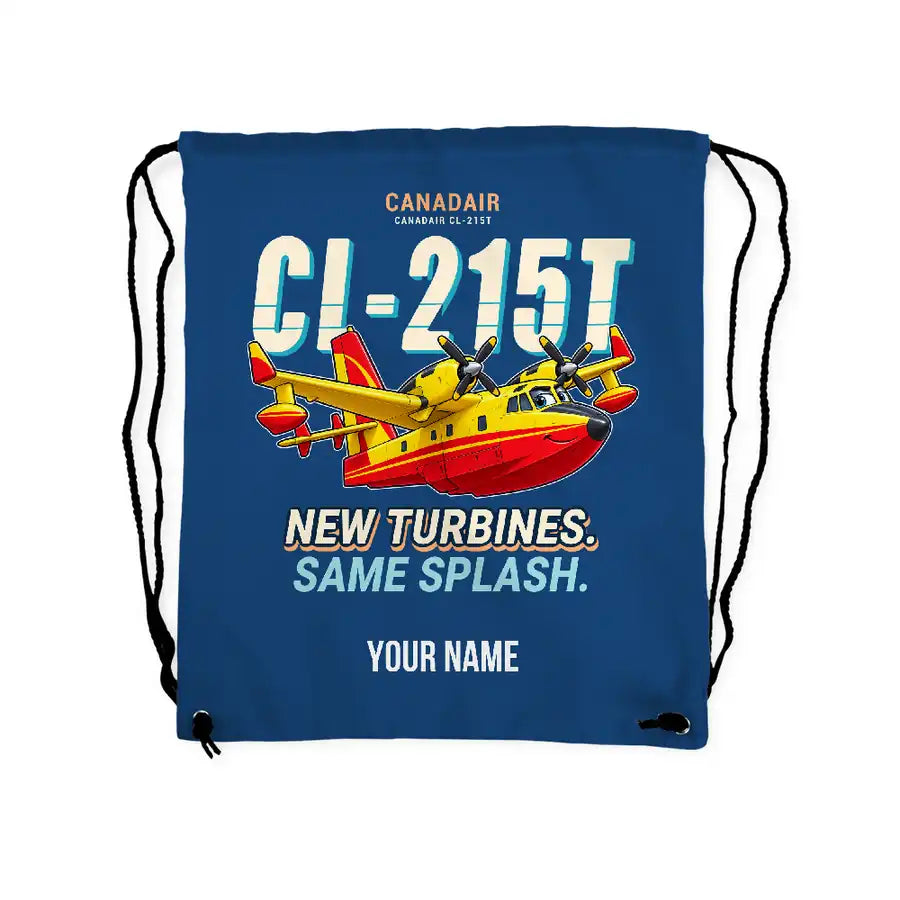 Canadair CL-215T - Drawstring Bag - Cartoon + Name - Blue