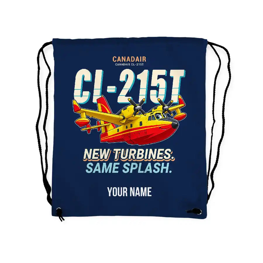 Canadair CL-215T - Drawstring Bag - Cartoon + Name - Dark Blue