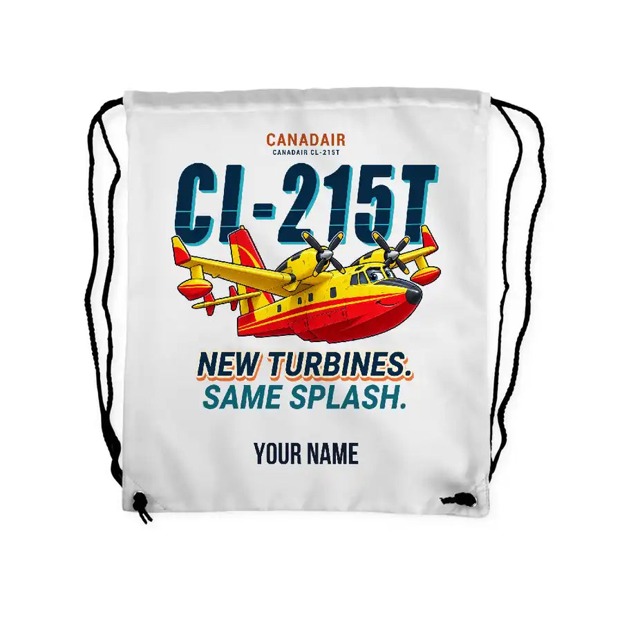 Canadair CL-215T - Drawstring Bag - Cartoon + Name - White