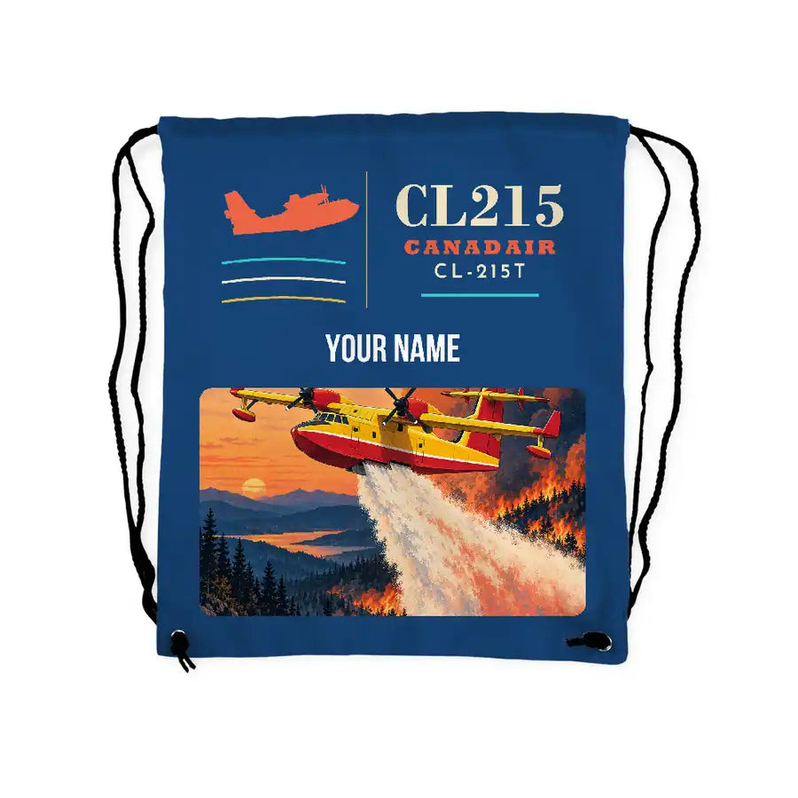 Canadair CL-215T - Drawstring Bag - Classic + Name - Blue
