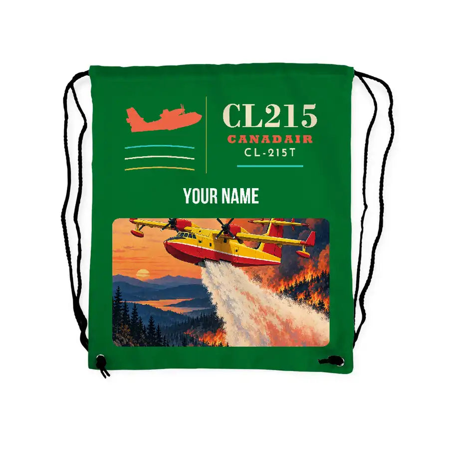 Canadair CL-215T - Drawstring Bag - Classic + Name - Green
