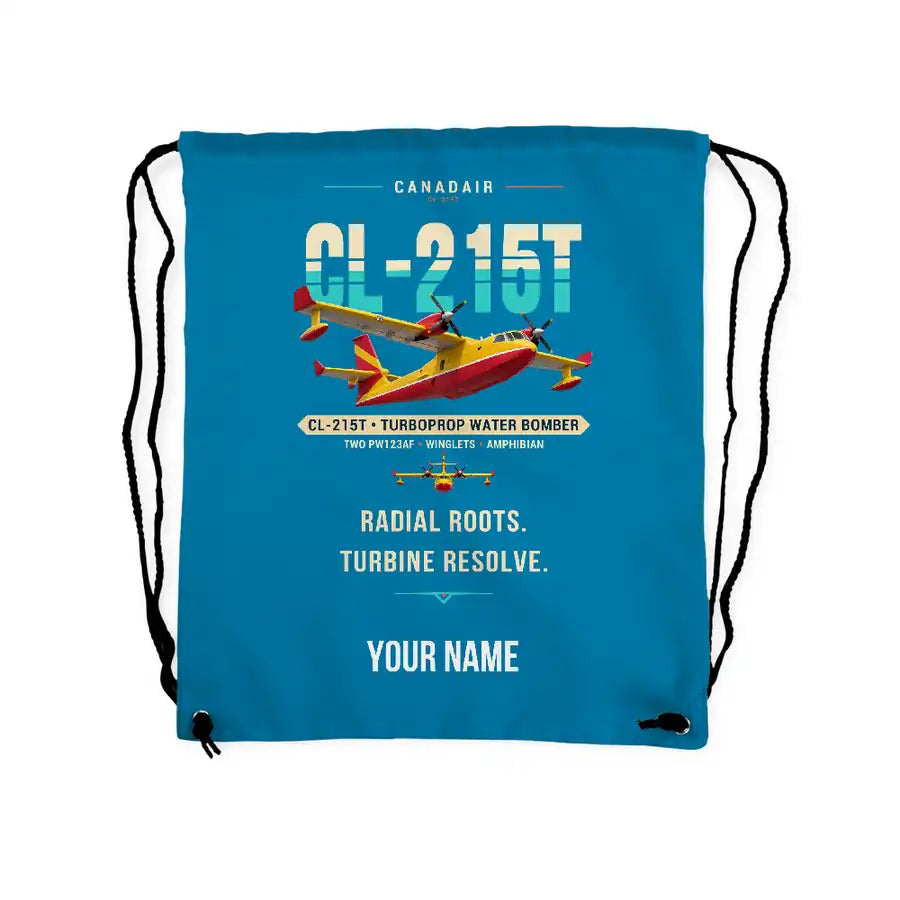 Canadair CL-215T - Drawstring Bag - Original + Name - Light Blue