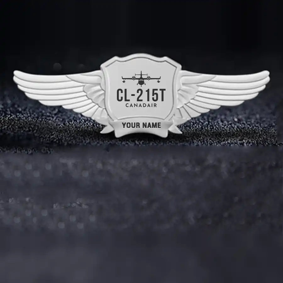 Canadair CL-215T Pilot Wing Badge - Silver + Name