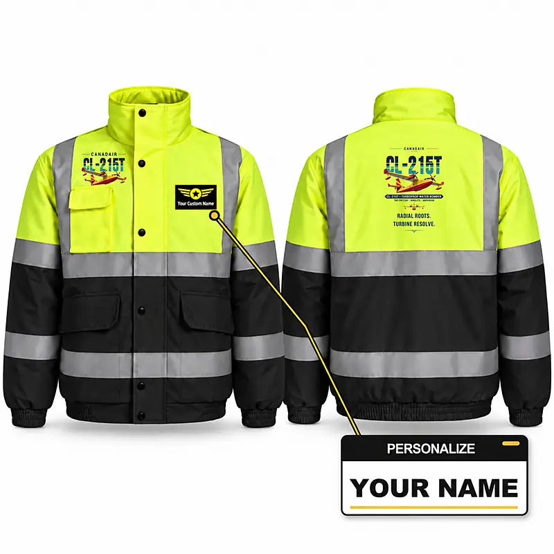 Canadair CL-215T Reflective Winter Jackets - Original + Name - Fluorescent Yellow & Navy