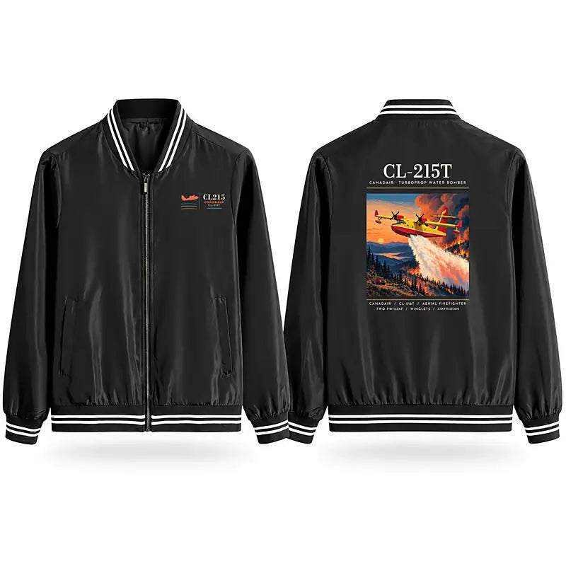 Canadair CL-215T Stylish Jackets - Baseball Collar - Poster - Black