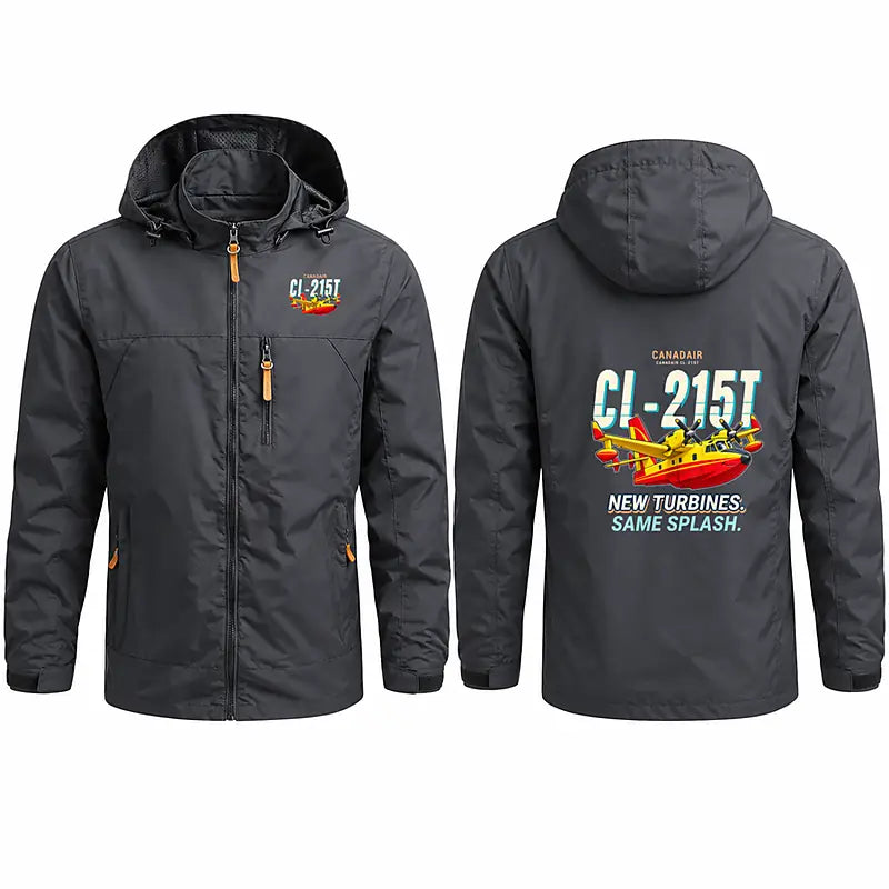 Canadair CL-215T Stylish Jackets - Hooded Windbreaker - Cartoon - Charcoal