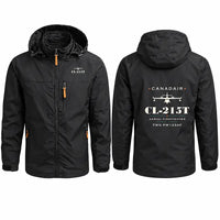 Thumbnail for Canadair CL-215T Stylish Jackets - Hooded Windbreaker - Heritage - Black