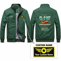 Thumbnail for Canadair CL-215T Stylish Jackets - Stand Collar - Original + Name - Green