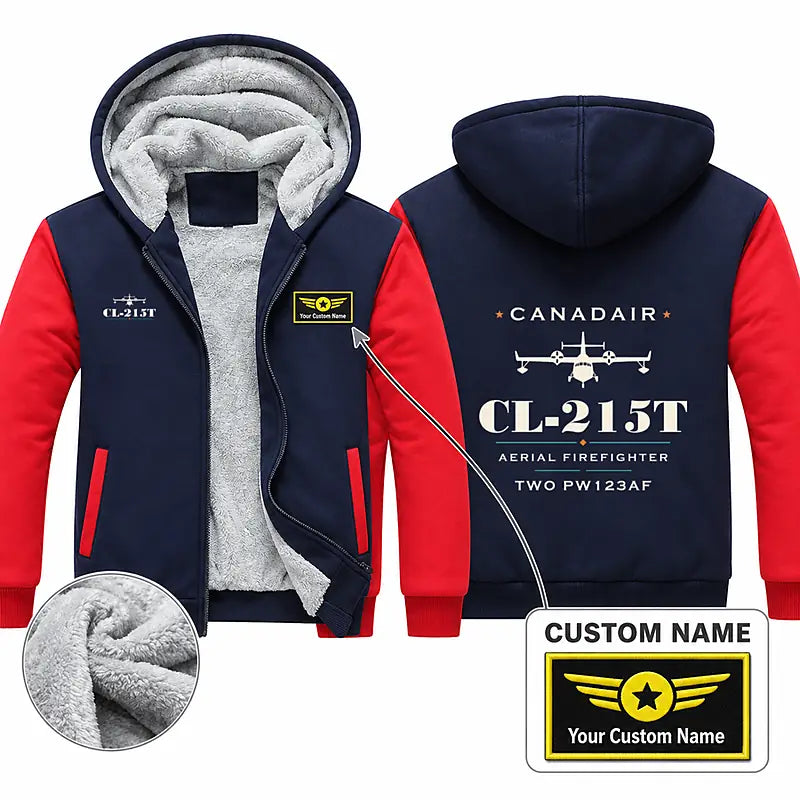Canadair CL-215T Zipped Sweatshirts - Heritage + Name - Navy & Red